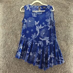 Roz & Ali blue floral medium sleeveless blouse